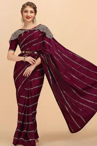 Burgundy women burgundy sarees