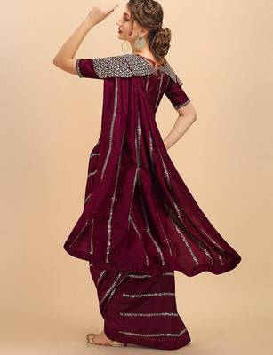 Burgundy women burgundy sarees 4