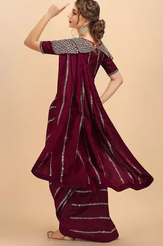 Burgundy women burgundy sarees