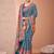 Teal women paisley printed patola saree