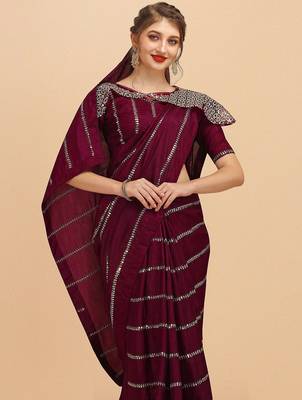 Burgundy women burgundy sarees 5