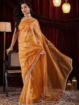 Gold embroidered bordered sarees 1