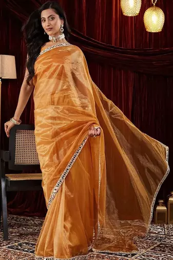 Gold embroidered bordered sarees