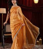 Gold embroidered bordered sarees