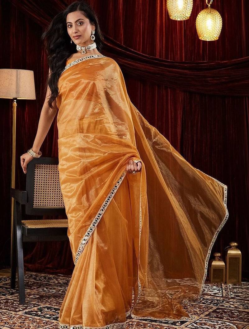 Gold embroidered bordered sarees