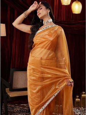 Gold embroidered bordered sarees 2