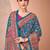 Teal women paisley printed patola saree