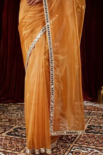 Gold embroidered bordered sarees