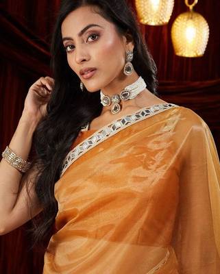 Gold embroidered bordered sarees 5