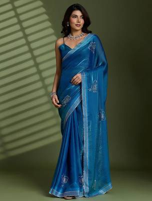 Blue embellished sarees 1