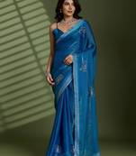 Blue embellished sarees