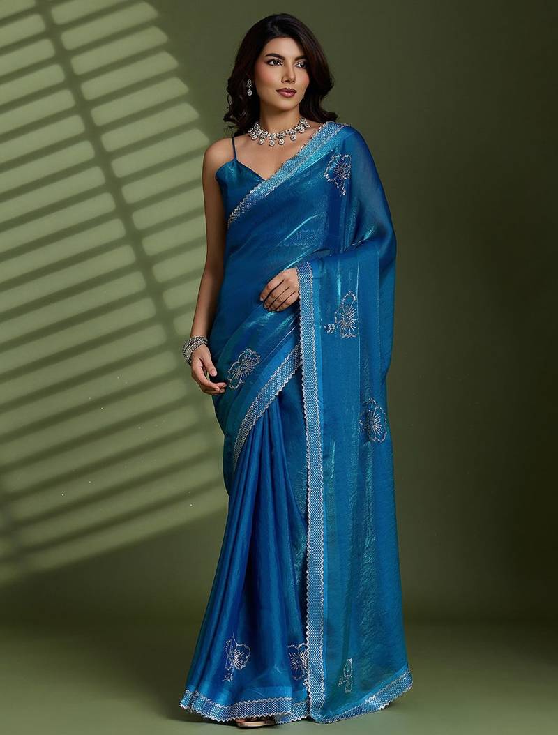 Blue embellished sarees