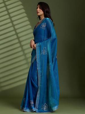 Blue embellished sarees 2