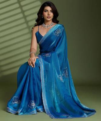 Blue embellished sarees 4
