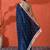 Blue embellished floral printed digital printed satin saree with blouse piece