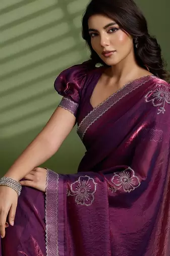 Purple embellished sarees