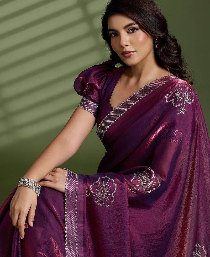 Purple embellished sarees