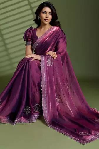 Purple embellished sarees