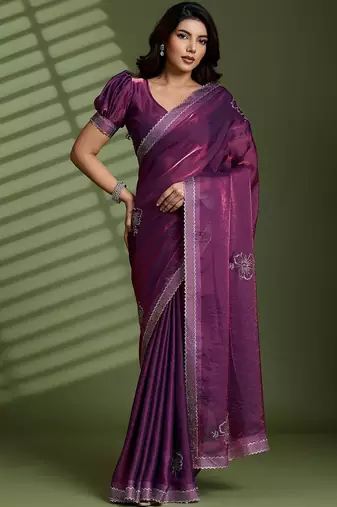 Purple embellished sarees