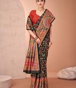 Black women paisley printed patola saree
