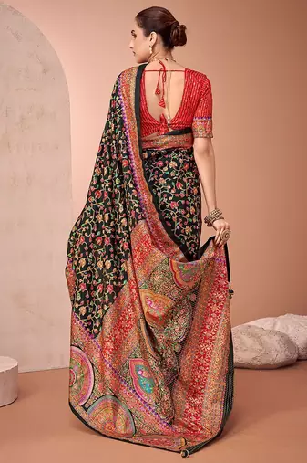 Black women paisley printed patola saree