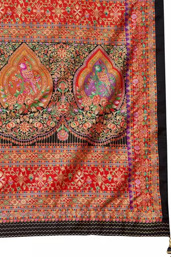 Black women paisley printed patola saree
