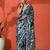 Green embellished floral printed digital printed satin saree with blouse piece