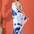 White embellished floral printed digital printed satin saree with blouse piece