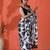 Black embellished floral printed digital printed satin saree with blouse piece