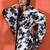 Black embellished floral printed digital printed satin saree with blouse piece