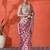 Red embellished floral printed digital printed satin saree with blouse piece