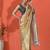 Yellow embellished checked printed digital printed satin saree with blouse piece
