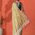 Yellow embellished checked printed digital printed satin saree with blouse piece
