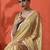 Yellow embellished checked printed digital printed satin saree with blouse piece