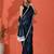 Blue embellished solid printed digital printed satin saree with blouse piece