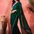 Green embellished banarasi saree with blouse piece