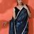 Blue embellished solid printed digital printed satin saree with blouse piece