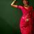 Magenta embroidered net saree