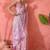 Lavender floral embroidered net saree with blouse piece