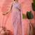 Lavender floral embroidered net saree with blouse piece