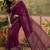 Purple women mul cotton ajrakh print sequins work saree with matching blouse piece