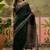 Black ajrak block zari designer saree