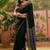Black ajrak block zari designer saree