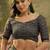 Black ajrak block zari designer saree