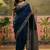 Navy blue ajrak printed sequinned saree