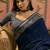 Navy blue ajrak printed sequinned saree