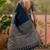 Navy blue ajrak printed sequinned saree
