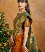 Rust ethnic motifs woven designer art silk sarees with unstitched blouse