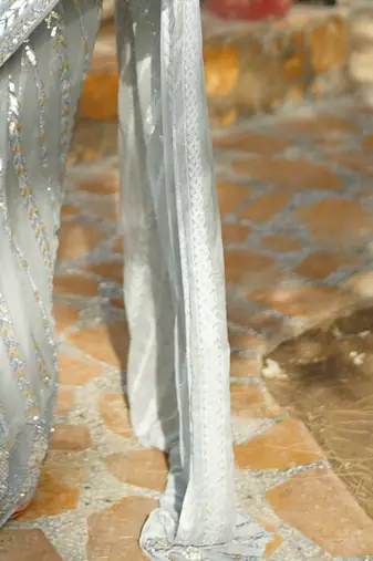 Silver embellished party wear saree with matching blouse