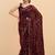 Burgundy burgundy sequinned  georgette heavy work saree